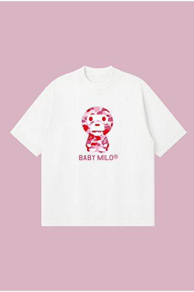 PURE POWER Bape Baby Milo roza majica sa printom, prevelikog kroja, unisex, 1...