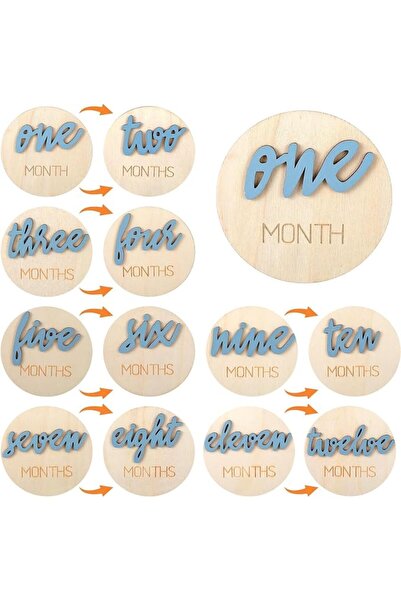 KASTWAVE Wooden Baby Milestone Signs Set 1-12 Months – 3D Monthly Photo Props...