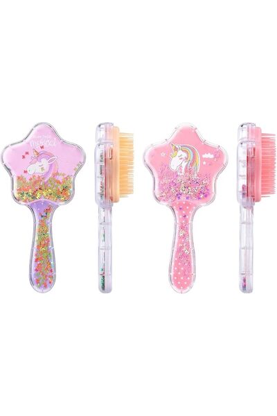 KASTWAVE 2 Packs Girls Hair Brush Set, Pink Unicorn Toddler with Rainbow Sequ...