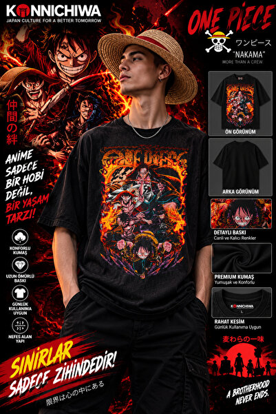 FG KONNİCHİWA One Piece Gear5 Luffy Zoro Shanks Ace Anime T-Shirt Tee Tshirt ...