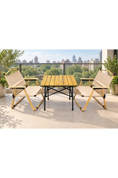 Hard Guard Pratik Katlanır 2 Kişilik Balkon Masa Sandalye Seti – 2 Sandalye v...