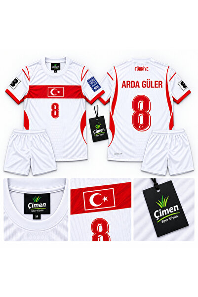 Çimen Spor Giyim Türk Bayraklı Ay Yıldızlı 8 Numara Arda Çocuk Futbol Mikro T...