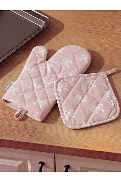 LC Waikiki Özmarka New Season Pink Oven Gloves and Tutaç Set