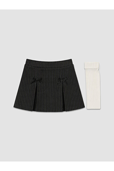 LC Waikiki Two Mt Shop Quality Lcw Kids Black Striped Short Girls Skirt