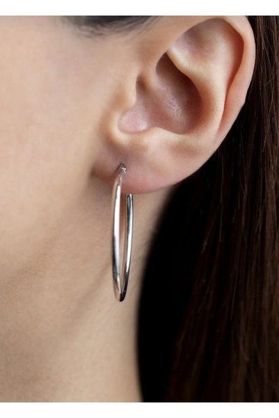 Lunarie Xuping Silver Large Thin Hoop Earrings - Modern Non-Tarnish Anti-Alle...