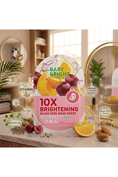 Baby Bright قناع وجه تايلاندي ب الكرز الهندي وفيتامين سي ل تفتيح البشرة 10Xال...