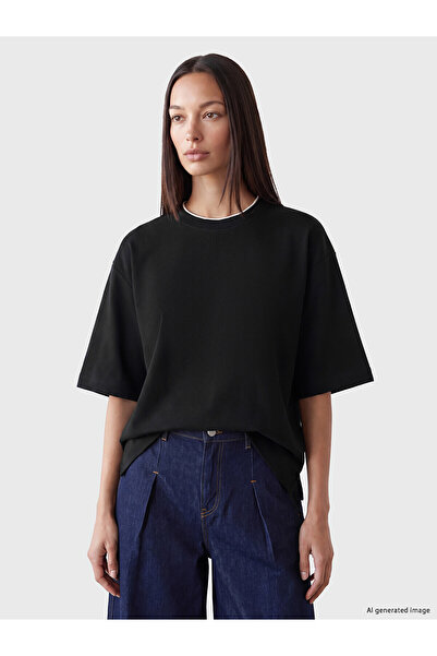 LC Waikiki Two Mt Shop Quality Lcw Everyday Black Diving Fabric Plain Loose &...