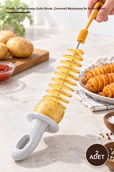 Yenilig 2 Pieces Spiral Potato Slicer – Plastic and Stainless Steel Body, Spi...