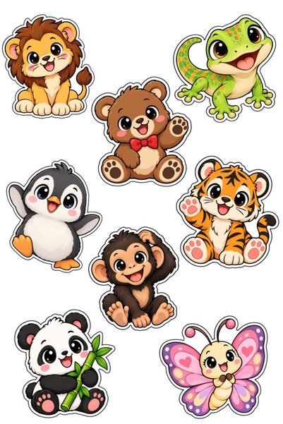 Star Figür Animal Kingdom Cute Sticker Set 54 Pieces |   Sticker Pack