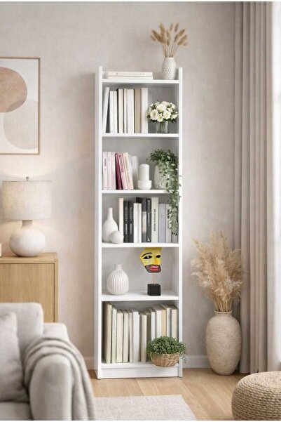 Mozide Ravello Kitaplık 200 cm Beyaz Derinlik 28 cm