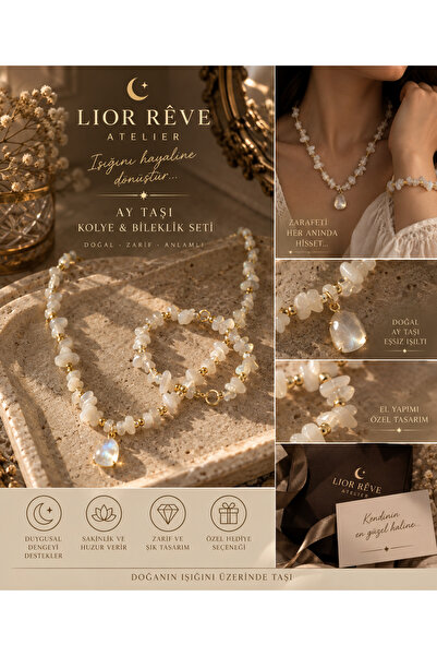 LİOR REVE ATELİER Lior Rêve Atelier Natural Moonstone Necklace & Bracelet Set...