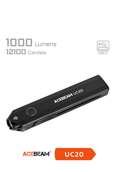 UC20 1000 Lümen 3'ü 1 Arada USB-C Şarjlı EDC Fener