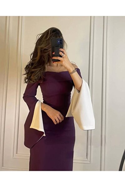 Angelinaa فستان أنيق بتصميم أنثوي ناعم من خامة الباربي، بقصة طويلة ومحددة للق...