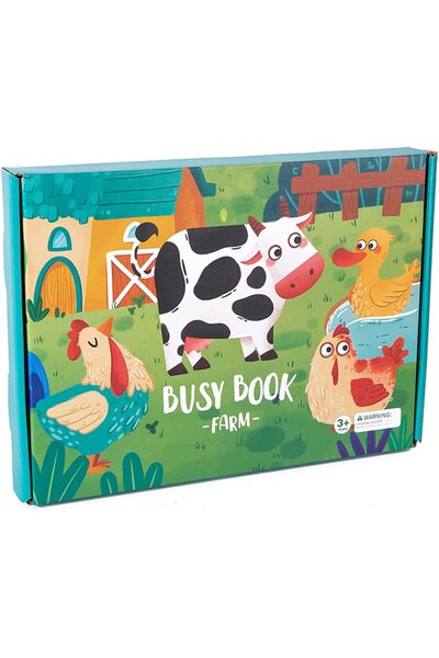 bebeLOGIC Carte Montessori cu activitati cu stickere Busy Book, Ferma animale...