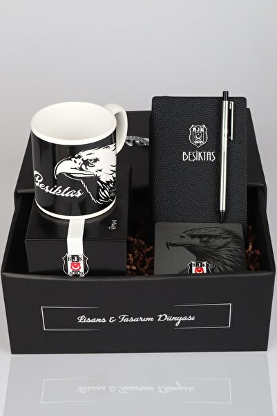 Beşiktaş Özel Kutulu Lisanslı Kupa,Kupa Altlığı ve A6 Suni Deri Bloknot&Tüken...
