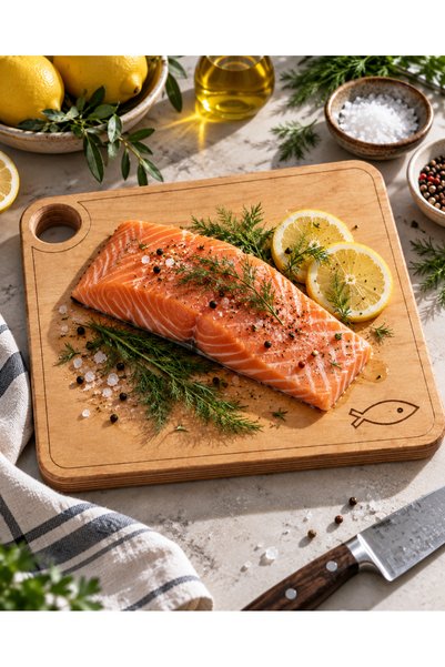 OAKY Life Fish Cutting Board – 30X23 cm 18 mm Natural Wood Plywood Kitchen Chopping Board