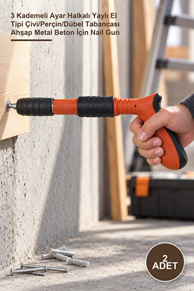 2 Adet Manuel Çivi Tabancası – 3 Kademeli Ayar Halkalı Yaylı El Tipi Çivi/Perçin/Dübel Tabancası Ahşap Metal Beton İçin Nail Gun