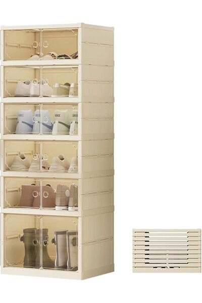 GENERAL 6-Tier Foldable Shoe Rack Organizer for Closet,12Pairs Collapsible Pl...