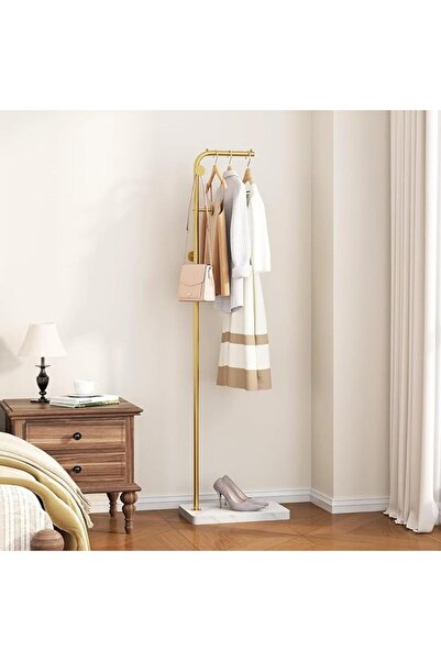 GENERAL Coat Rack Freestanding, Modern L-Shaped Coat Hanger Stand with Rock B...