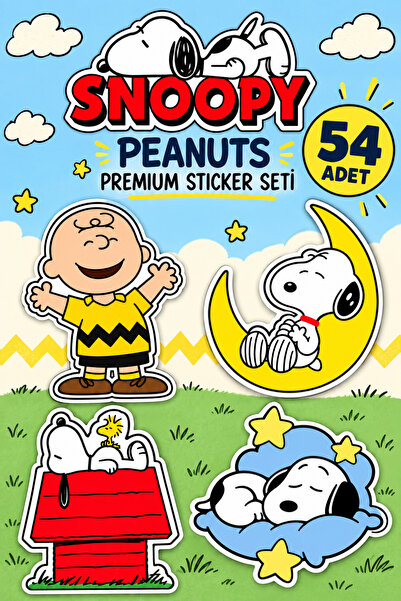 Snoopy Peanuts Premium Sticker Seti 54 Adet | Çizgi Film Çıkartma Paketi