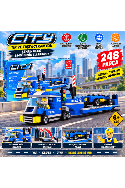 TRUST STORE Truck and Carrier Truck Construction Set 248 Pieces City Themed B...