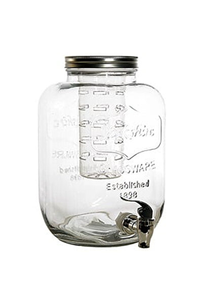 OEM Glass Beverage Dispenser with Faucet and Ice Accumulator 16x16x28cm - 5L
