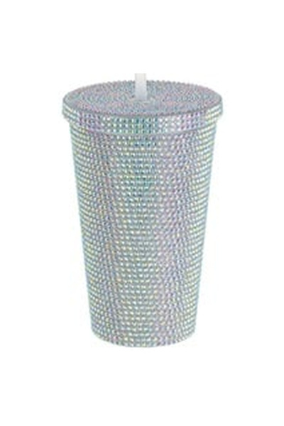 OEM Pahar din plastic cu capac și pai, Strass Fabulous, 450ml