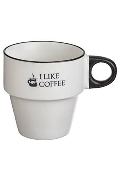 OEM Cana Ceramica Mini Alba cu Model & Imprimeu Negru "I like coffee"" 220ml"
