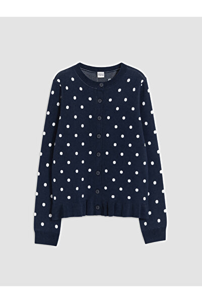 LC Waikiki Lcw Kids Navy Blue Polka Dot Girls' Knitwear Cardigan with Nevavm ...