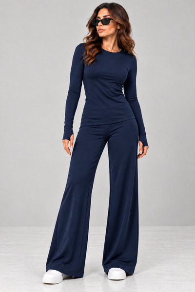 LEONE KOLEKSİYON Women's Polyamide 4-Way Stretch Finger-Loop Body Wide-Leg Pa...