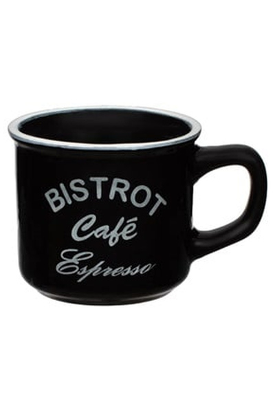 OEM Cana Mini Ceramica de Cafea "BISTROT Cafe Espresso"" Alb-Negru 140ml"
