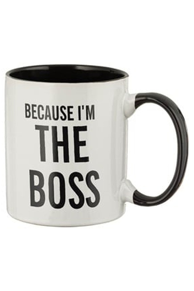 OEM Black and White Ceramic Mug Message "BECAUSE I'M THE BOSS"" 350ml"