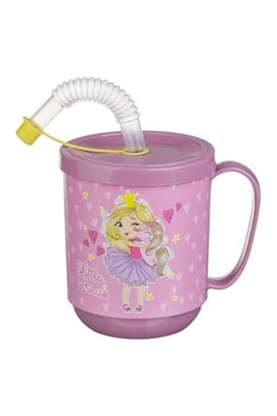OEM Pahar cu Pai & Maner din Plastic Roz Printesa Mica Unicorn "Little Prince...
