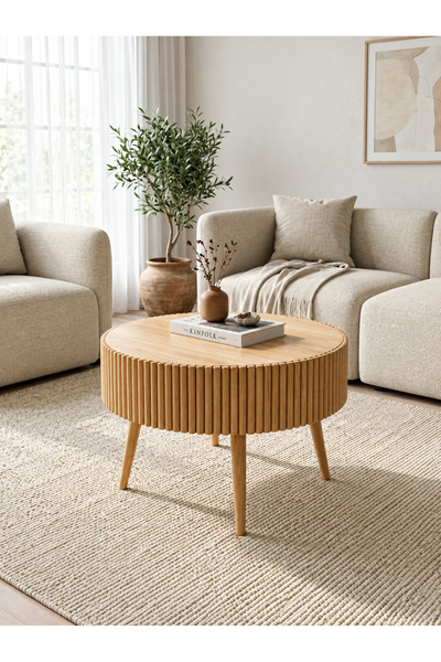 kardelen bambu mobılya Doğal Ahşap Huş Ağacı Meşe 60 Cm Orta Sehpa