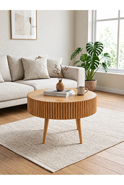 kardelen bambu mobılya Doğal Ahşap Huş Ağacı Ceviz 60 Cm Orta Sehpa