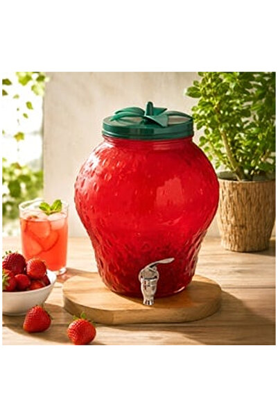 OEM Strawberry Glass Dispenser with Tap 6L