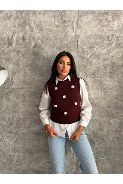 Vera Çiçek Detaylı Triko Süveter