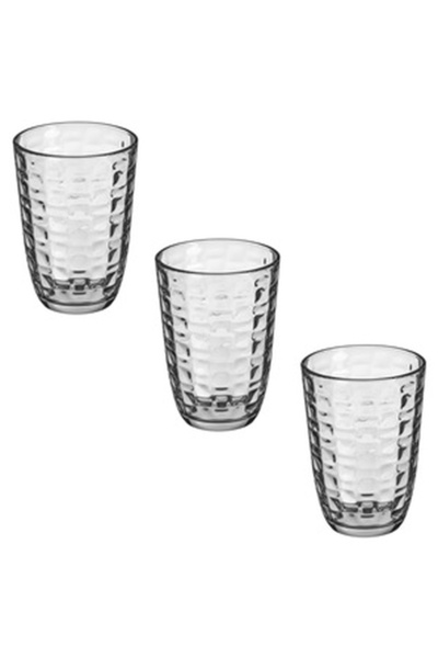 OEM Set of 3 Transparent Glass Glasses with Honeycomb Pattern 390ml