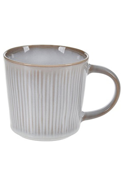 OEM Grey Beige Ceramic Mug with Striped Pattern 480ml