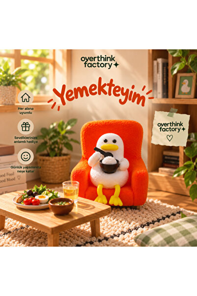 Overthink Factory Yemekteyim Ördek Figür – Koltuklu Masaüstü Dekoratif Obje /...