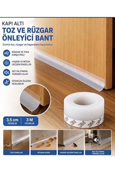 DEYHOME 3 Metre Kapı Altı Rüzgâr Kesici Şerit Bant 3.5cm Kendinden Yapışkanlı...