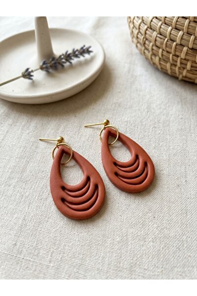 Lu Atelier Terra Aura Brick Color Drop Shape Dangle Earrings for Women – Mode...
