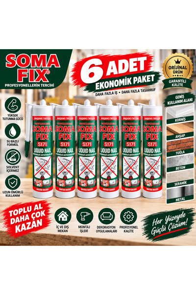 Somafix SOMA FIX S171 6’lı Ekonomik Paket – Korniş Yapıştırma, Ahşap, Tuğla, ...