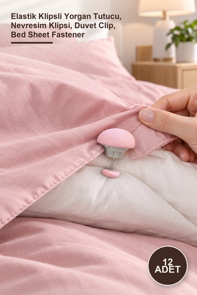 Yenilig 12 Adet Yorgan Nevresim Sabitleme Aparatı – Elastik Klipsli Yorgan Tutucu, Nevresim Klipsi, Duvet Clip, Bed Sheet Fastener