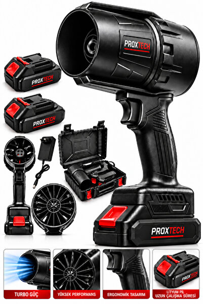 PROXTECH Turbo Hava Üfleyici Jet Blower Akülü Fan Araba Kurutma Toz Yaprak Üf...