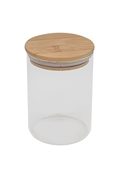 OEM Borcan Depozitare de Sticla Transparent Capac Bambus 500ml
