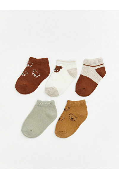 LC Waikiki Nevavm Farkıyla Lcw Baby Brown Patterned 5-Pack Baby Boy Booties S...