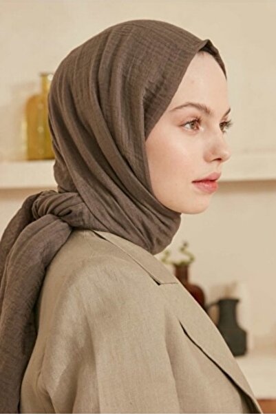 Nazellaa شال بولويست بوروموك باللون الكاكي والبني