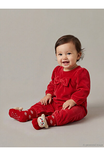 LC Waikiki Rmz Gi̇yi̇m Farkiyla New Year's Themed Baby Girl Socks