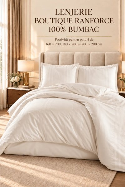 RALEX PUCIOASA Ranforce Boutique 100% Cotton Bedding Set, 4 Pieces, Duvet Cov...